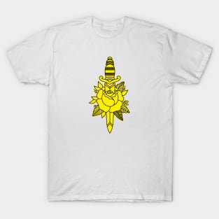 HomeSchoolTattoo dagger and Rose (YELLOW) T-Shirt